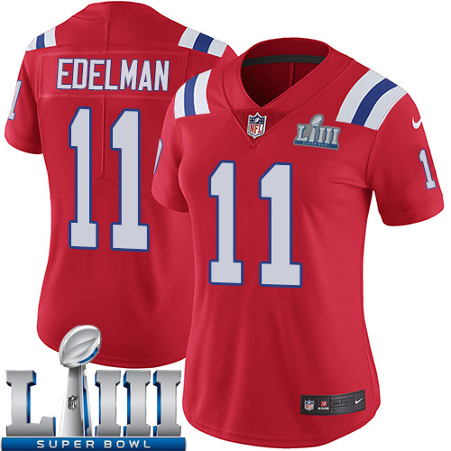 Women New England Patriots #11 Edelman red Nike Vapor Untouchable Limited 2019 Super Bowl LIII NFL Jerseys
